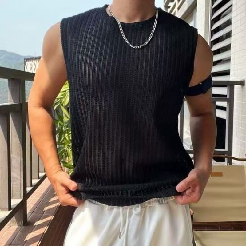 Undershirt Crew Neck - Men’s Ribbed Top Crew Neck Sleeveless