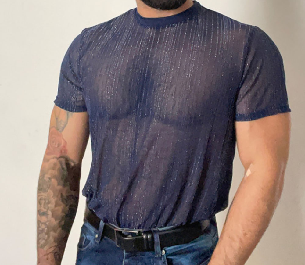 Undershirt Crew Neck - Men's Mesh Undershirt Fashion See Through