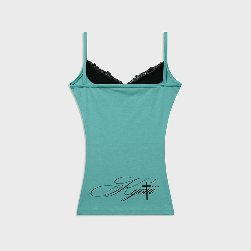 Suspender Tank Top - Y2K retro color matching lace stitching