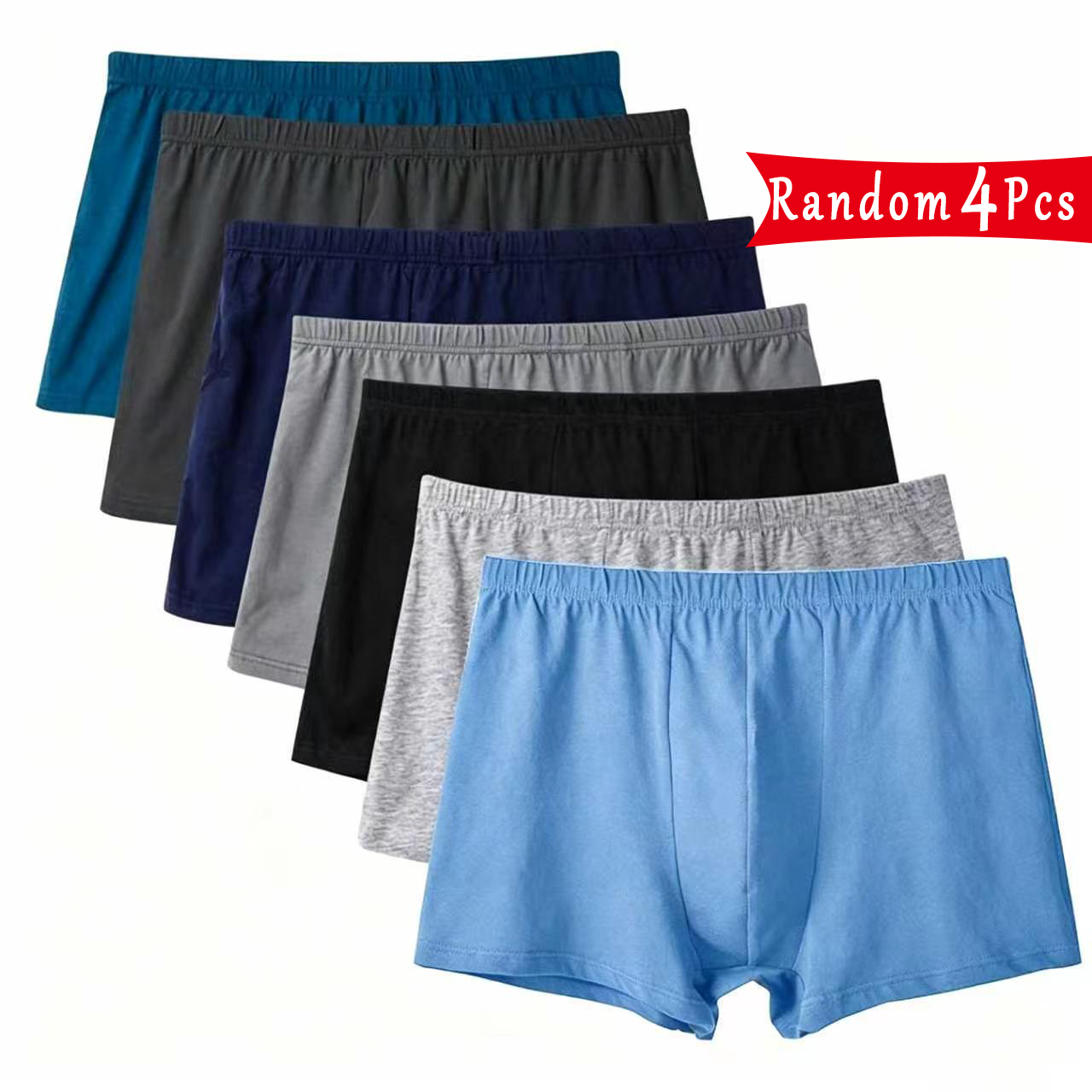 Multi Pack Underwear - Random 4PCS Men 100% Cotton Boxer