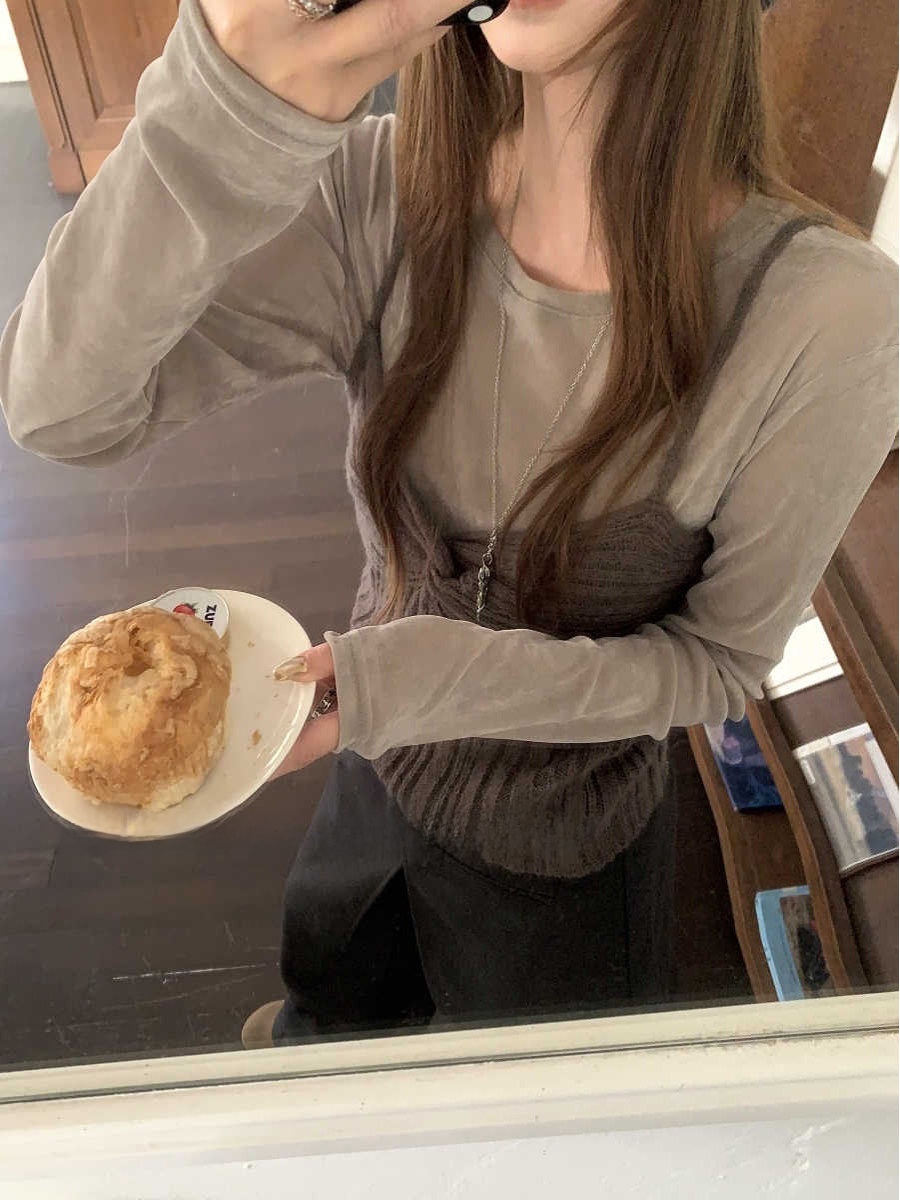 Korean Ambient Knitted Long Sv - Base Layer Top recensie en prijs