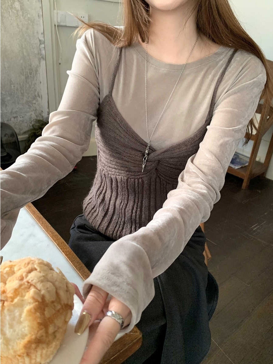 Korean Ambient Knitted Long Sv - Base Layer Top recensie en prijs