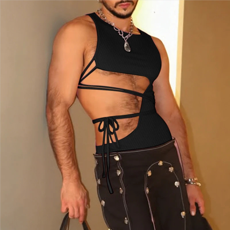 Side Cut Out Lace-up Slim Vest - Sleeveless Undershirt recensie en prijs