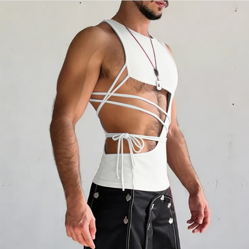 Side Cut Out Lace-up Slim Vest - Sleeveless Undershirt recensie en prijs