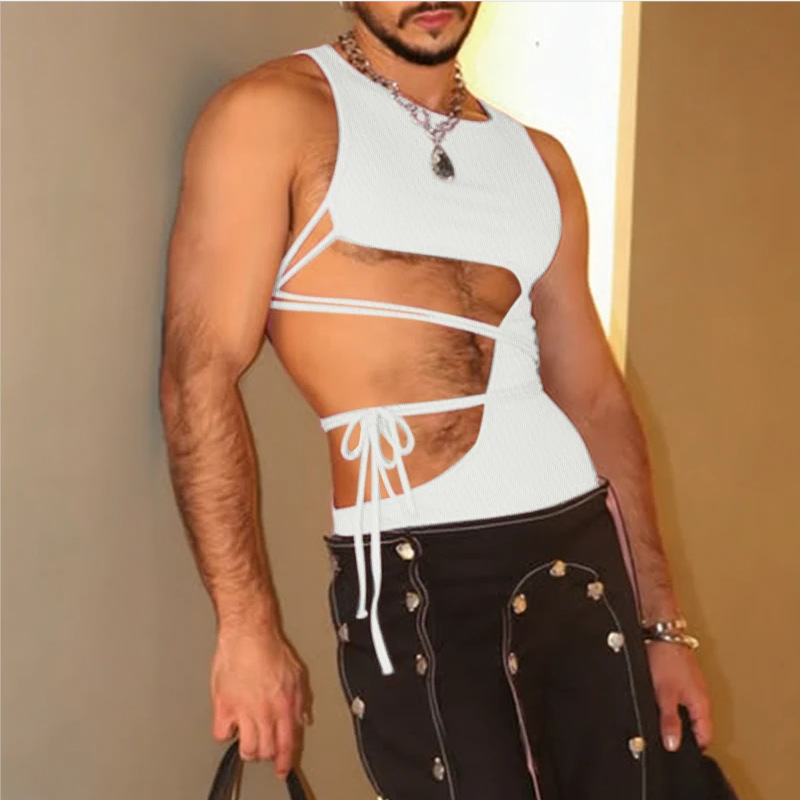 Side Cut Out Lace-up Slim Vest - Sleeveless Undershirt recensie en prijs