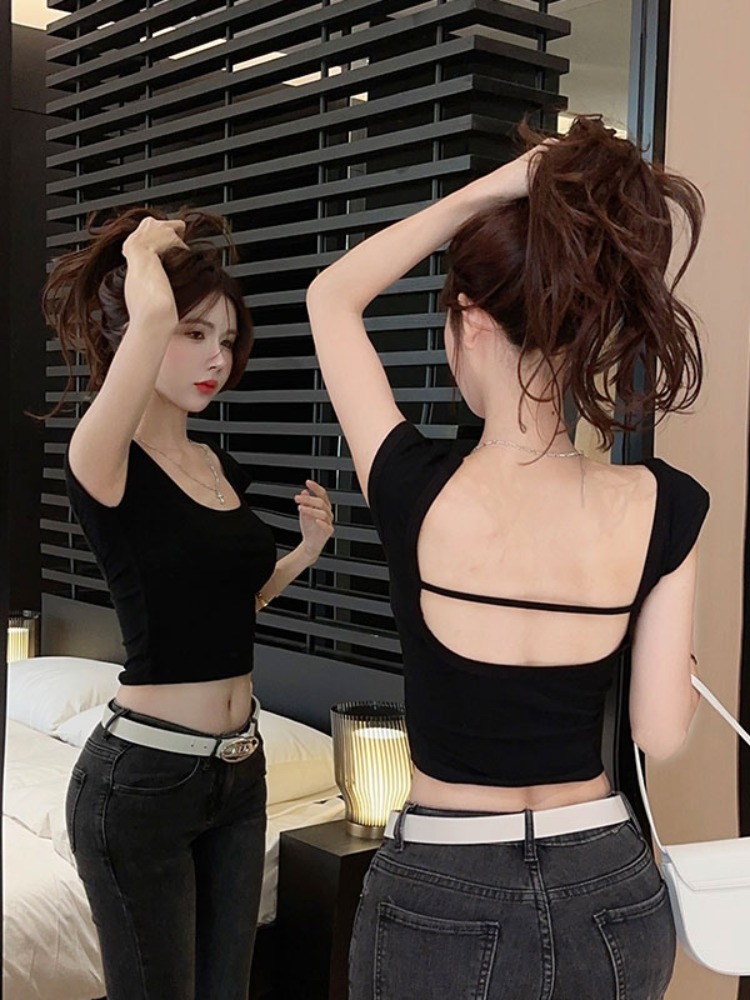 Sexy Red Backless Short Sleeve - T Shirt Tight Fit recensie en prijs